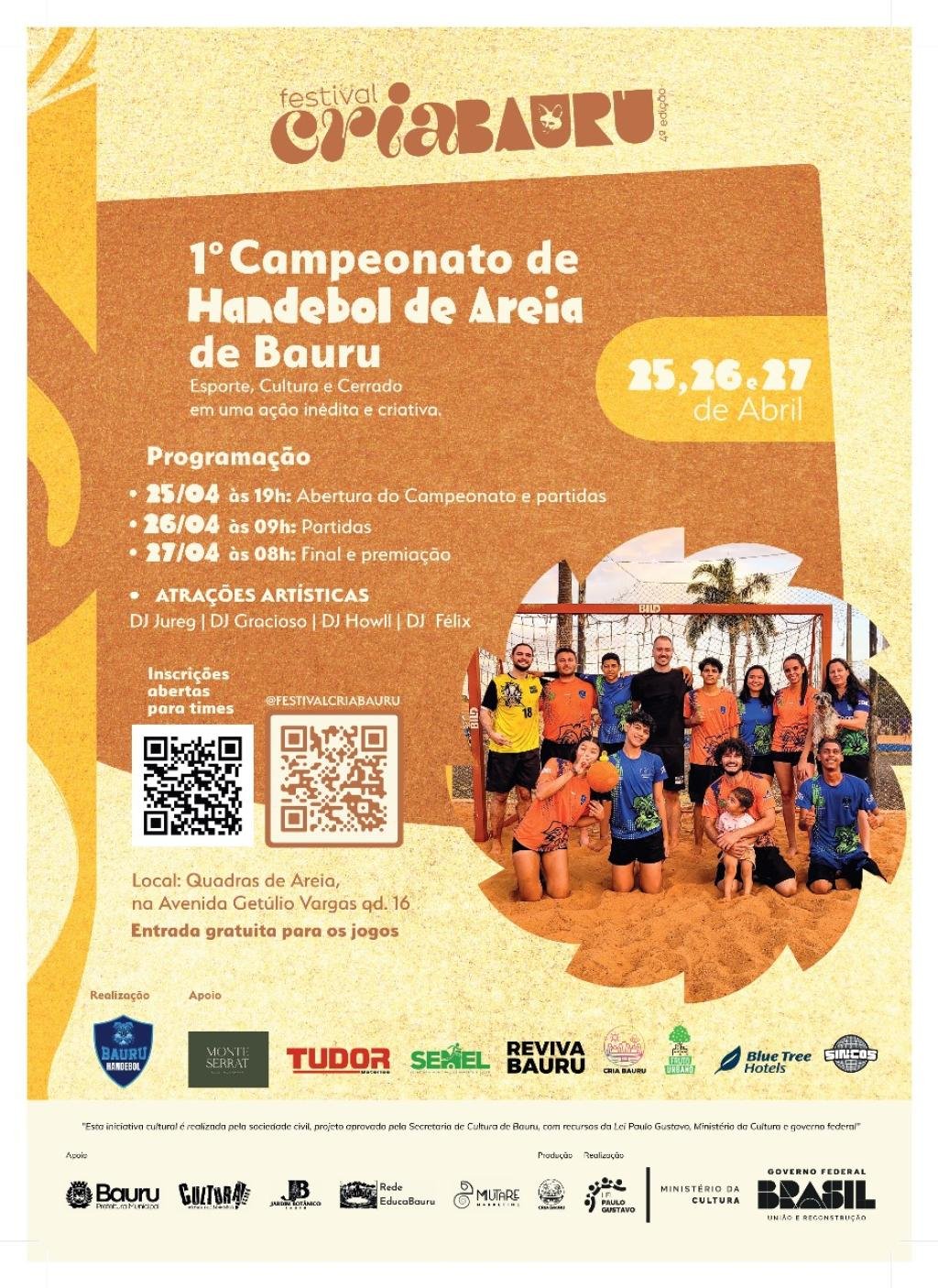 1º Campeonato de Handebol de Areia de Bauru acontece neste fim de semana no Festival Cria