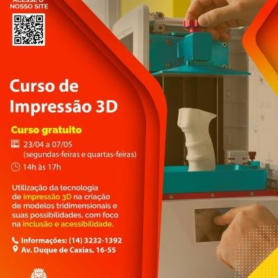 Curso de Impressão 3D para Arte Acessível em Bauru - Inscrições Abertas!