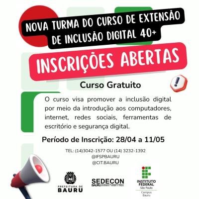 Curso Gratuito de Inclusão Digital para Pessoas 40+ em Bauru - Inscrições Abertas!