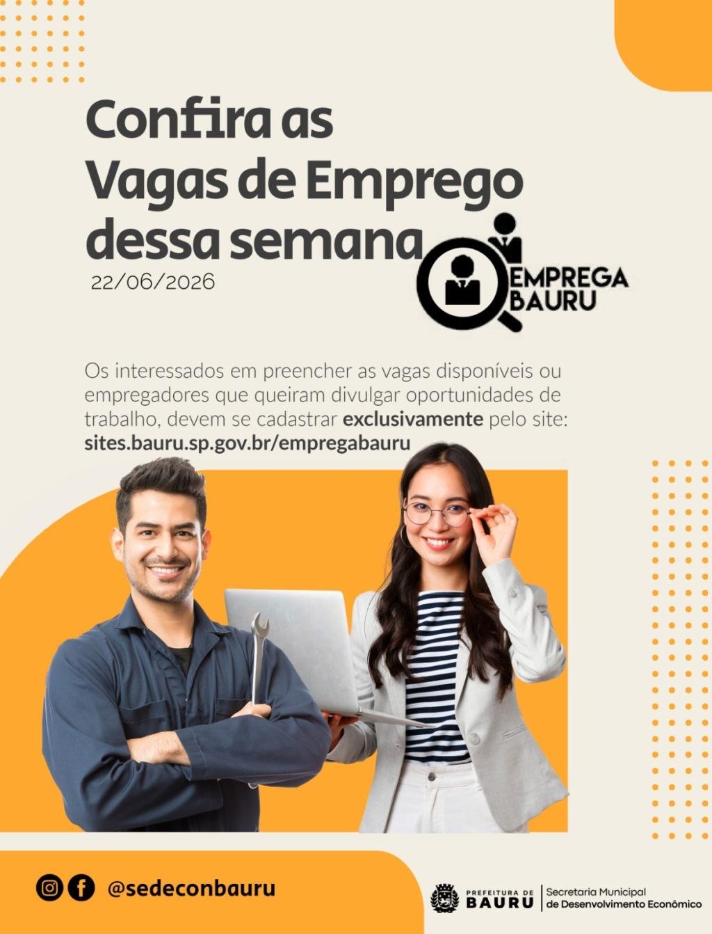 Emprega Bauru divulga novas vagas de emprego da semana; confira as oportunidades disponíveis