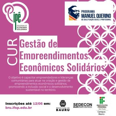 Curso Gratuito de Economia Solidária tem inscrições abertas em Bauru