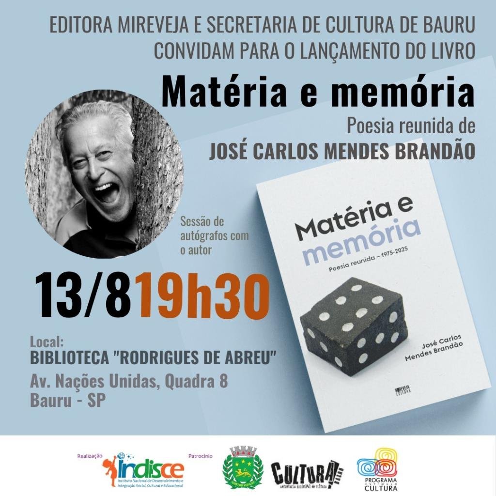 Lançamento do livro "Matéria e Memória" de José Carlos Mendes Brandão na Biblioteca Rodrigues de Abreu