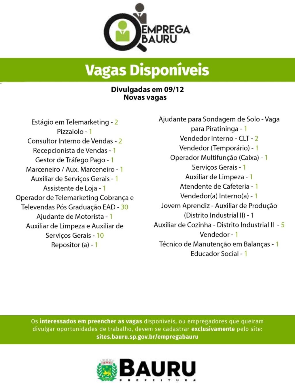 Emprega Bauru: vagas da semana