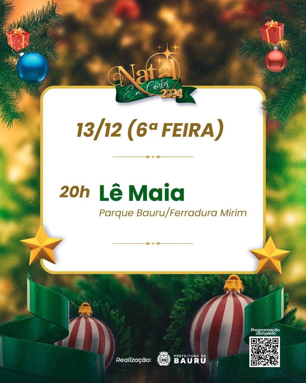 ‘Natal EmCantos’ será na região do Parque Bauru/Ferradura Mirim nesta sexta-feira