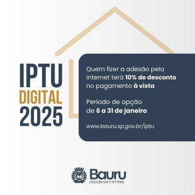 Adesão ao IPTU Digital continua até o dia 31 de janeiro