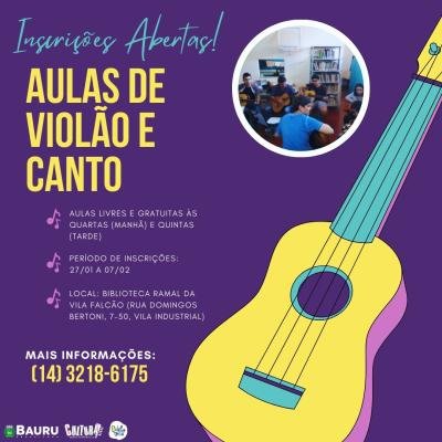 Secretaria de Cultura vai abrir inscrições para o curso de Música na Biblioteca Ramal da Vila Falcão