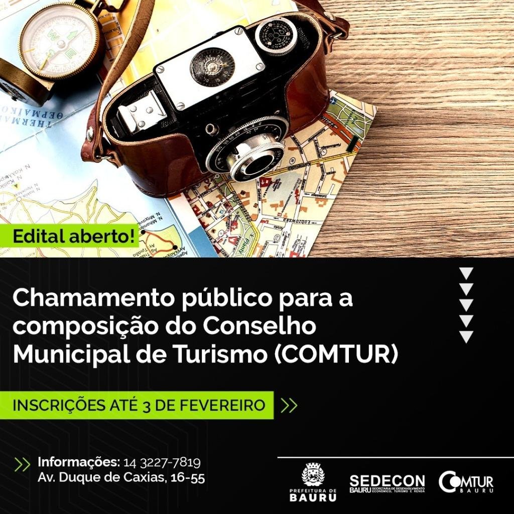 Sedecon está com edital de chamamento público aberto para a composição do Conselho Municipal de Turismo