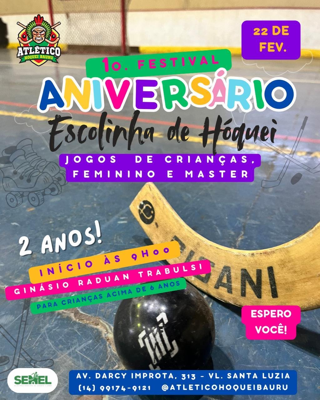 Festival de Aniversário da Escolinha de Hóquei Sobre Patins acontece no ginásio Raduan Trabulsi Filho