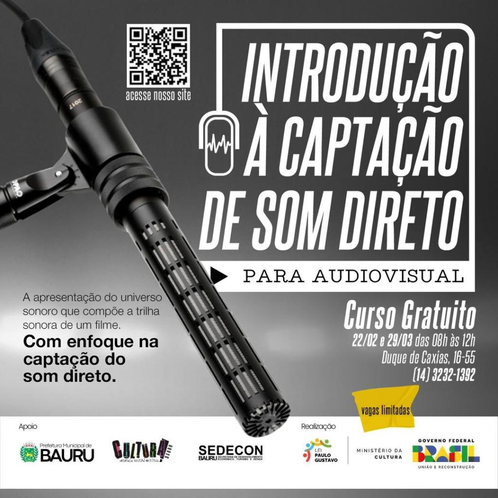 CIT disponibiliza oficina gratuita de Captação de Som Direto para Audiovisual por meio da Lei Paulo Gustavo