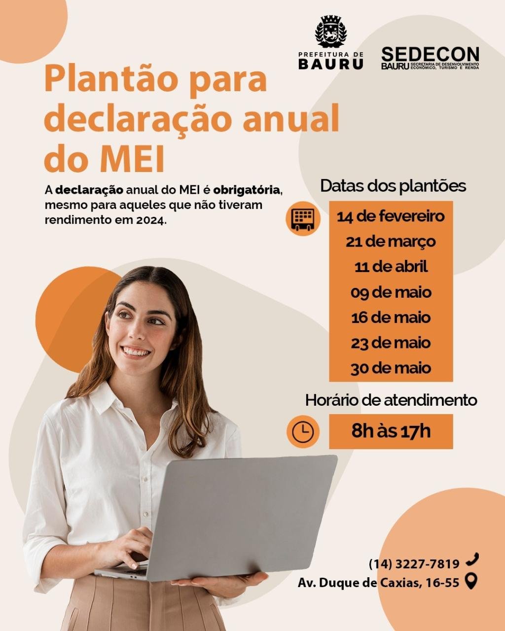 Sedecon realiza plantões para declaração anual de MEI