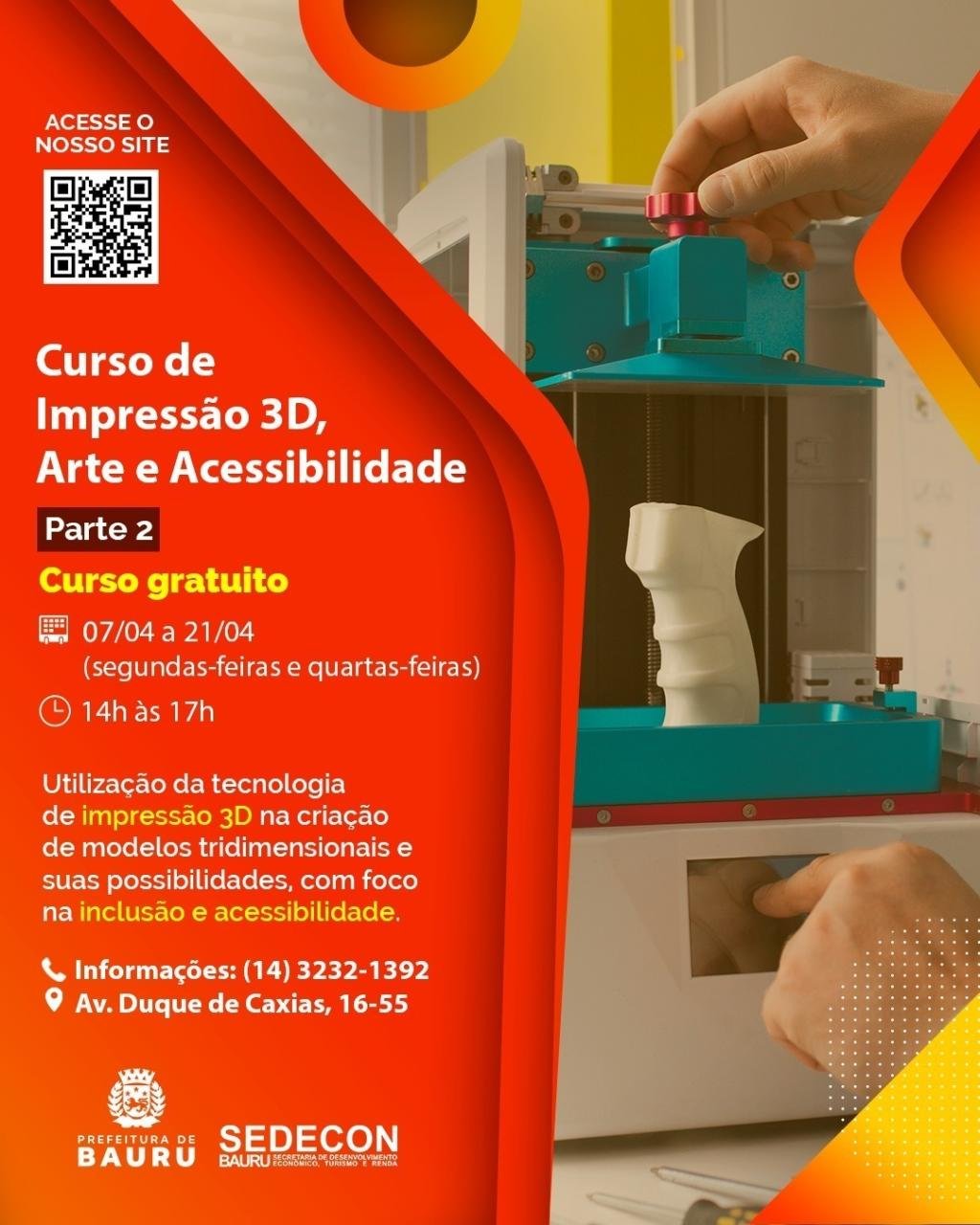 Curso ‘Impressão 3D, Arte e Acessibilidade - Parte 2’ segue com inscrições abertas no CIT