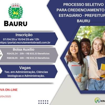 Prefeitura de Bauru vai abrir inscrições de processo seletivo para vagas de estágio