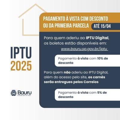 Secretaria de Finanças entrega carnês do IPTU e pagamento com desconto já está disponível em Bauru
