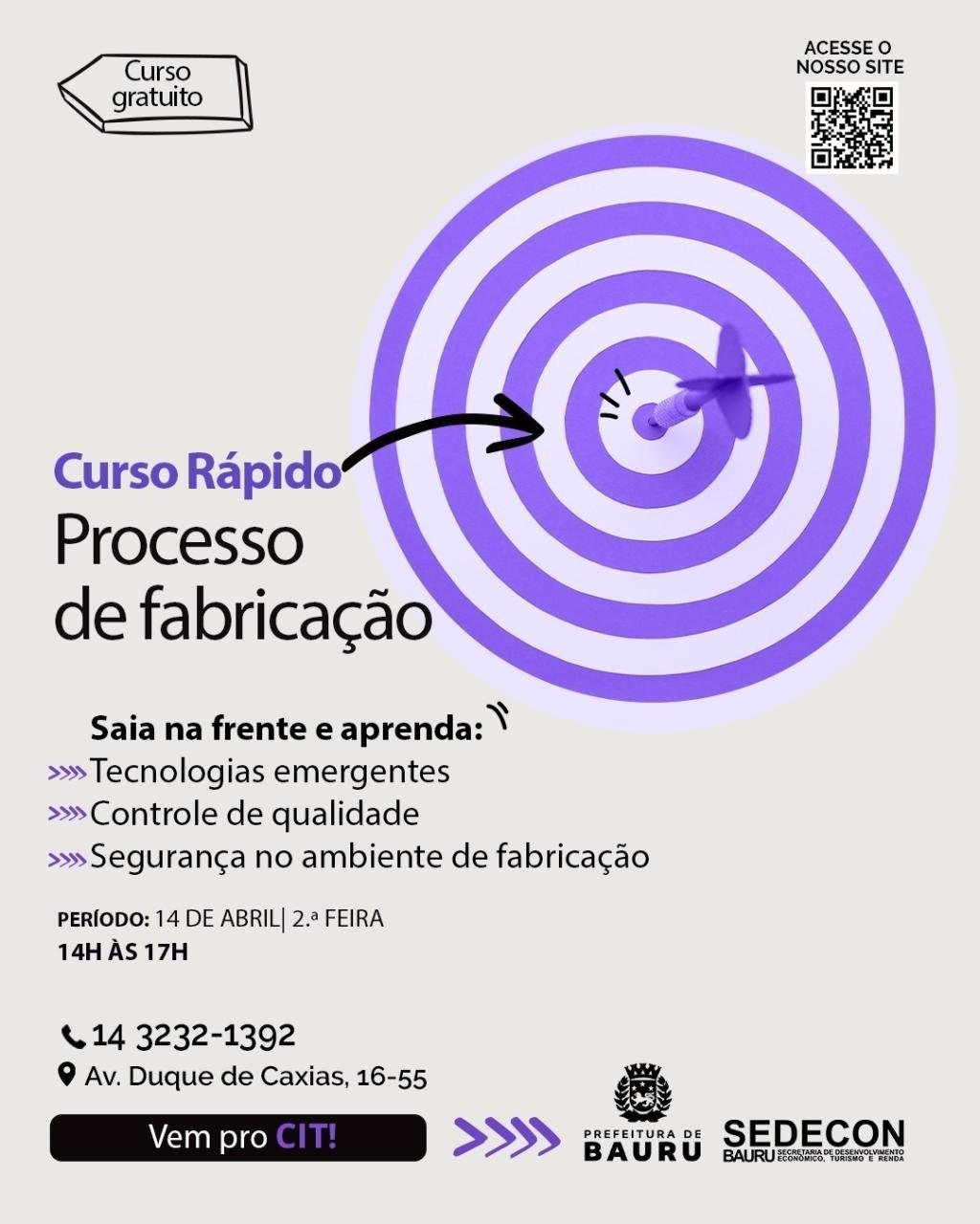 CIT segue com inscrições abertas para o curso rápido ‘Processos de Fabricação para Empresas’ em parceria com a Faculdade de Engenharia de Bauru