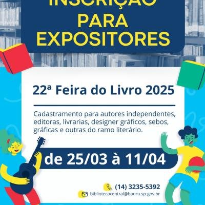 Secretaria de Cultura encerra nesta sexta-feira as inscrições de expositores para a 22ª Feira do Livro